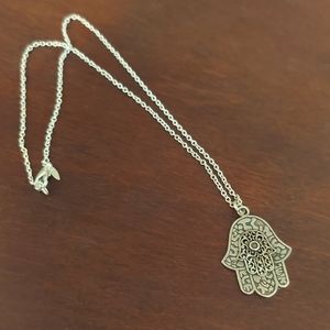 Hand of Fatima Silver tone Necklace 🪬